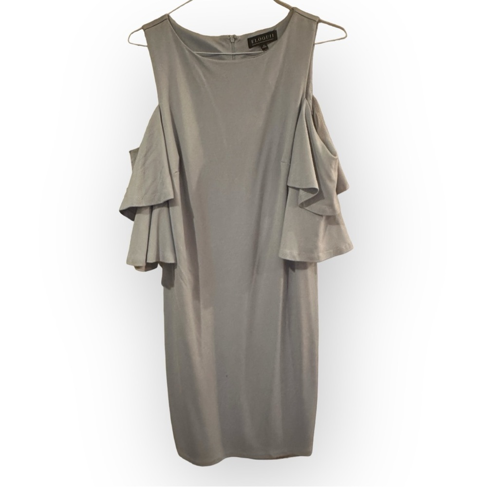 Eloquii Flounce Sleeve Cold Shoulder Light Blue Dress Size 14 - Picture 3 of 6